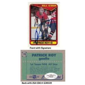 Patrick Roy Signed 1990 Topps All Star Canadiens Trading Card HOF JSA 