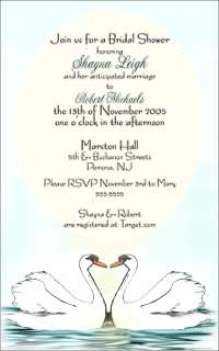  Swan Invitations for your Bridal Shower, Wedding, Engagement Party 