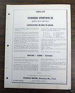 1961 Evinrude Johnson Parts Catalog 10 Models*  