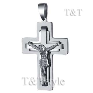 stainless steel jesus cross pendant extra large cg03