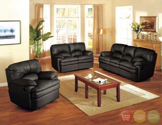   Sofa, Love Seat Living Room Furniture Set Black Genuine Leather  