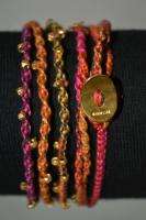Chan LUU Gold Nuggets/Orange Cotton Cord Wrap Bracelet  