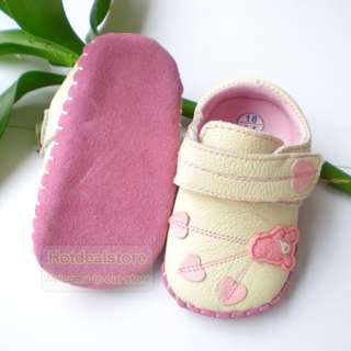 Cute Pink Infant Baby Girl Leather Heart Shoes wn101p
