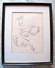 Fine Art Original Ink Female Relief Signed Drawing by T