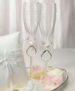 Diamond Ring Engagement Wedding Champagne Flutes  