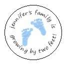 Personalized Footprint BABY Shower Kiss STICKERS Labels Boy Girl 
