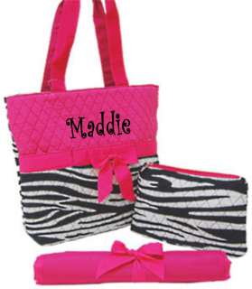   Baby Diaper Bag 3 Piece Set Personalized FREE Hot Pink & Zebra  