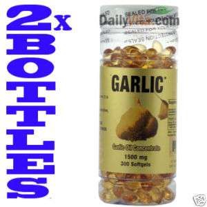 2X NuHealth Garlic Oil Concentrate, 1500mg 600 Softgels, FRESH, FAST 