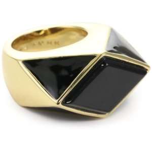  Trina Turk Niagara Black And Gold Plated Ring, Size 7 