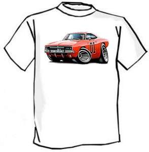 General Lee Charger Muscle Car Cartoon Tshirt FREE  