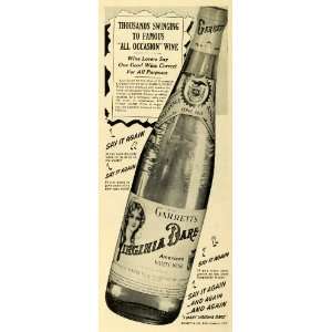  1943 Ad Garrett Virginia Dare White Wine Alcohol Beverage 