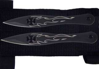 Throwing Knives 2 Piece FLAMING CHOPPERS Knife Set & Wrist Sheath 