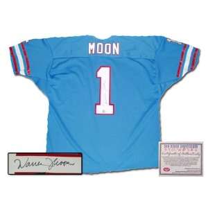 Warren Moon Hand Signed Authentic Style Houston Oilers Blue Jersey