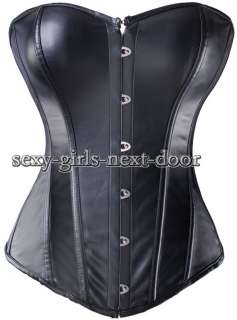 Gothic Black Genuine Leather CORSET BustierCOOL 2XL A031_black