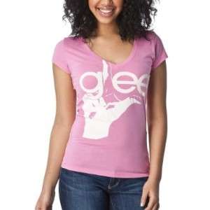 GLEE TV SHOW Womans Pink Hand T Shirt Tee S M L NWT  
