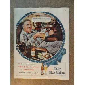  Blue Ribbon Beer, Vintage 50s full page print ad.(William Bendix 