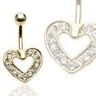 Gold Heart Gems BELLY NAVEL RINGS Body Piercing Jewelry