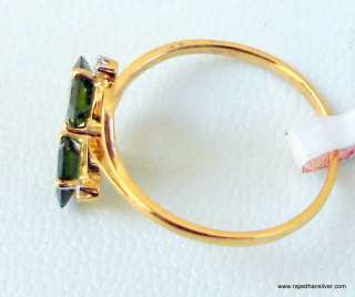 GREEN TOURMALINE DIAMOND RING 14K YELLOW GOLD JEWELRY  