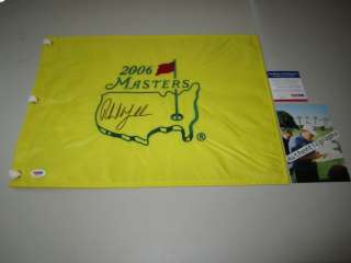 PHIL MICKELSON SIGNED 2006 GOLF MASTERS PIN FLAG PSA/DNA EXACT PROOF 