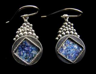 925 Sterling Silver Roman Glass Grape Earrings  