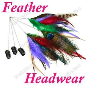   colors 3pcs Hot style Grizzly Peacock Feather Hair Extensions Clip New