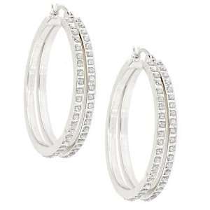   Sterling Silver Diamond Accent Double Round Hoop Earrings Jewelry