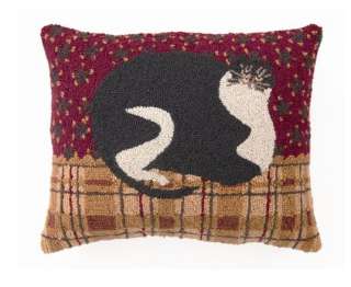 Folk Art Country Fat Cat Hooked Pillow Designed by Warren Kimble 16 