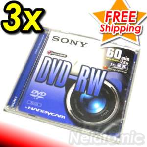 3x DVDs SONY Mini DVD RW 60mins 2.8GB CAMCODER HANDYCAM  