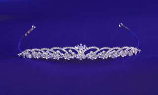 Simple Crystal Clear Leaves Prom Tiara   New Quinceanera Bridal Crowns 