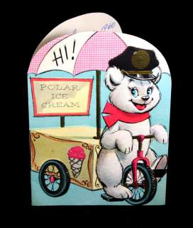 Vintage POLAR BEAR ICE CREAM Birthday Greeting Card  