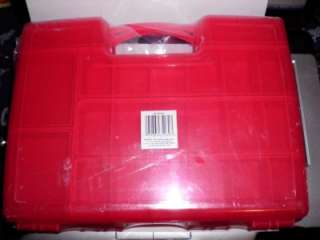 WORM GEAR DOUBLE SIDED TACKLE BOX WITH CARRY HANDLE  