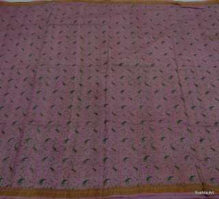   100% Real Pure Silk Indian Antique Vintage 5+ Yards Sari Fabric  