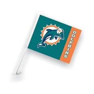    Miami Dolphins Car Flag w/Wall Bracket Set Of 2