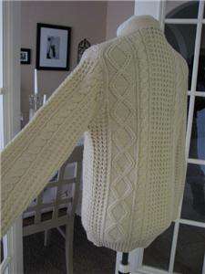   Retro Chic Sweater Cable Knit Pure Wool Irish Fisherman Style M Medium