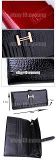 High quality genuine leather croc embossed womans long clutch wallets 