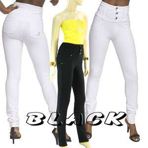   Buttons High waist Moleton Jeans Brazilian Style Skinny Jeans Black