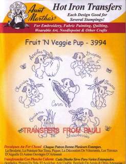 Fruit & Veggie Puppy Aunt Marthas Embroidery Transfer  