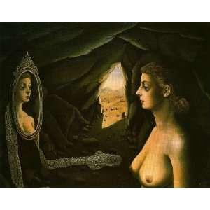   Oil Reproduction   Paul Delvaux   32 x 26 inches   Women in the Mirror