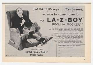 1970 Jim Backus La Z Boy Reclina Rocker Chair Ad  