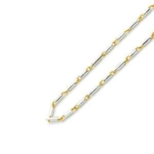  14K Two Tone Gold 1mm Snail Round Chain Necklace 18 