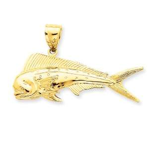  Reversible 14k Gold 3 D Mahi Mahi Fish Pendant Jewelry