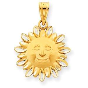  14k Gold Diamond Cut Medium Sun Charm Jewelry