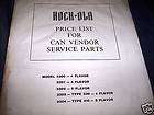 Original ROCK OLA Price list for Can Vendor Parts 1966