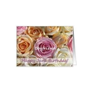  boyfriend Happy June Birthday pastel roses card   Rose 