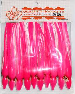 10   5 RADIANT LURES ~ BAY GIRL Salmon Hootchie 062559010022  