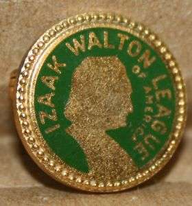 Vintage Gold Green Tone Izaak Walton League Pin Tack  