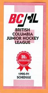 1990 91 BCJHL British Columbia Hockey League Schedule  