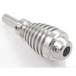   Stainless Steel 1 Turbo Engine Ribbed Tattoo Grips 