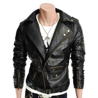 Doublju1 Mens Casual Synthetic Leather Jacket BLACK(GA19)  