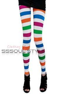 Size US 0 4 Colorful Striped Leggings Tights Women Girl Pants vq005 